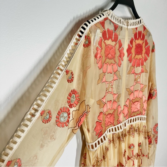 For Love & Lemons sz L Barcelona Maxi Dress Long Sleeves Creme - Picture 2 of 13